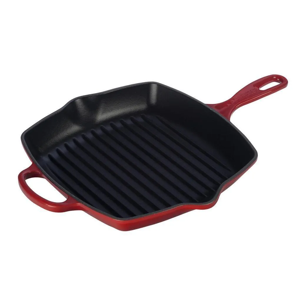 Le Creuset Enameled Cast Iron Signature 10.25'' Square Skillet Grill with Handle