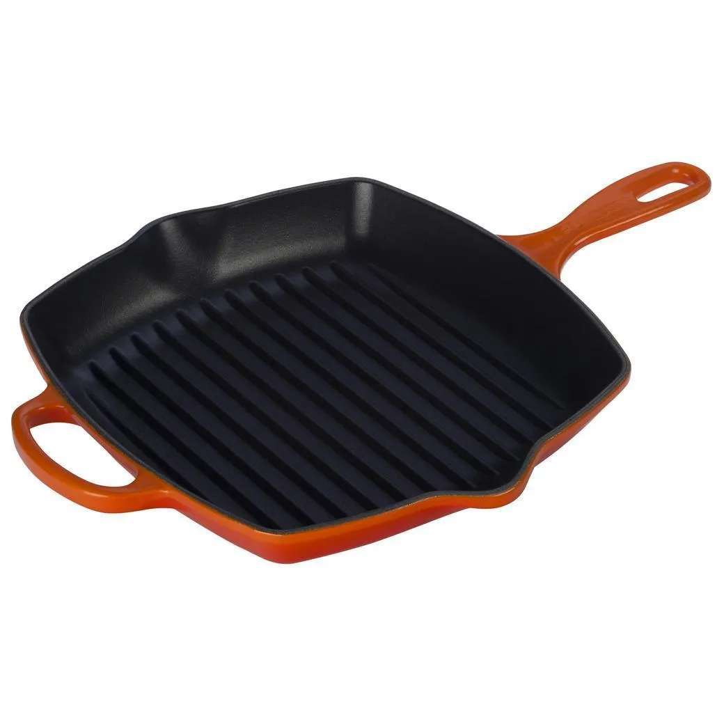 Le Creuset Enameled Cast Iron Signature 10.25'' Square Skillet Grill with Handle