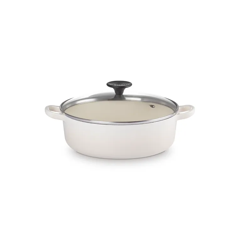 Le Creuset Risotto Pot 24cm Meringue with Glass Lid