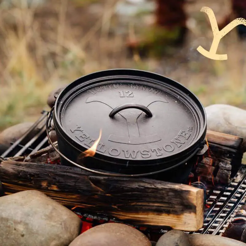 Lodge 12" 8 Quart Yellowstone Seasoned Cast Iron Deep Camp Dutch Oven