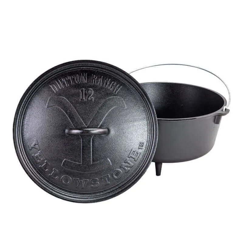 Lodge 12" 8 Quart Yellowstone Seasoned Cast Iron Deep Camp Dutch Oven