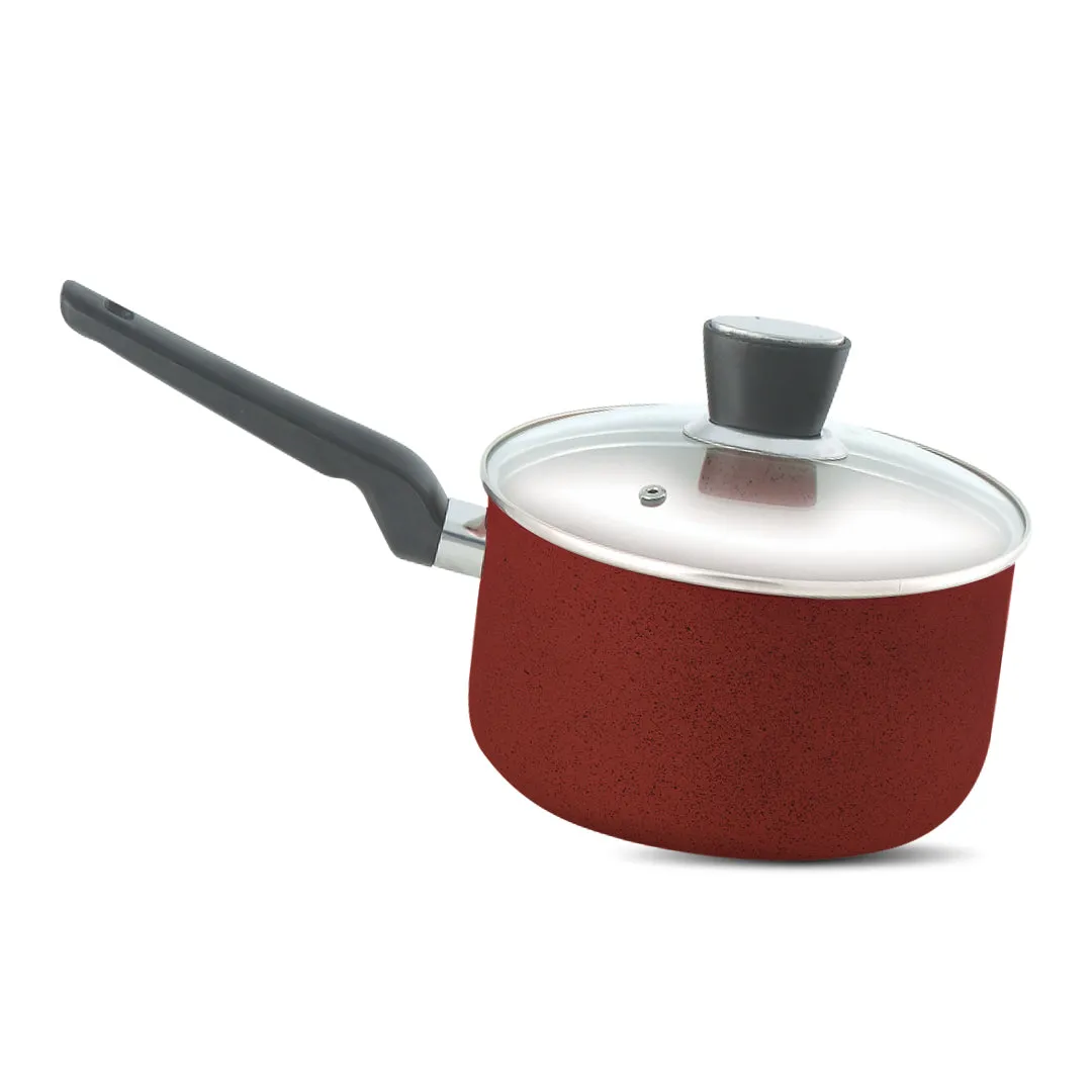 Maroon Marble Coated Sauce Pan