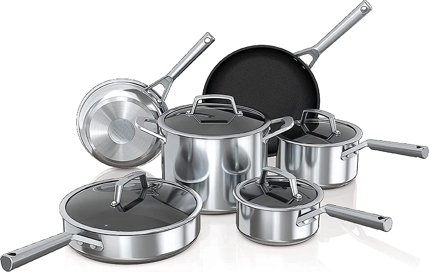 Ninja C39500 Foodi NeverStick Premium Hard-Anodized 10-Piece Cookware Set, Guaranteed to Never Stick, Nonstick, Durable, Oven Safe to 500F