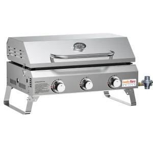 Onlyfire Tabletop Gas Griddle Grill with Lid, 3-Burner