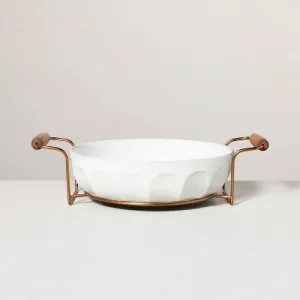 Open Box - 3qt Oven-to-Table Fluted Stoneware Round Baking Dish with Cradle Carrier Cream - Hearth & Hand with Magnolia