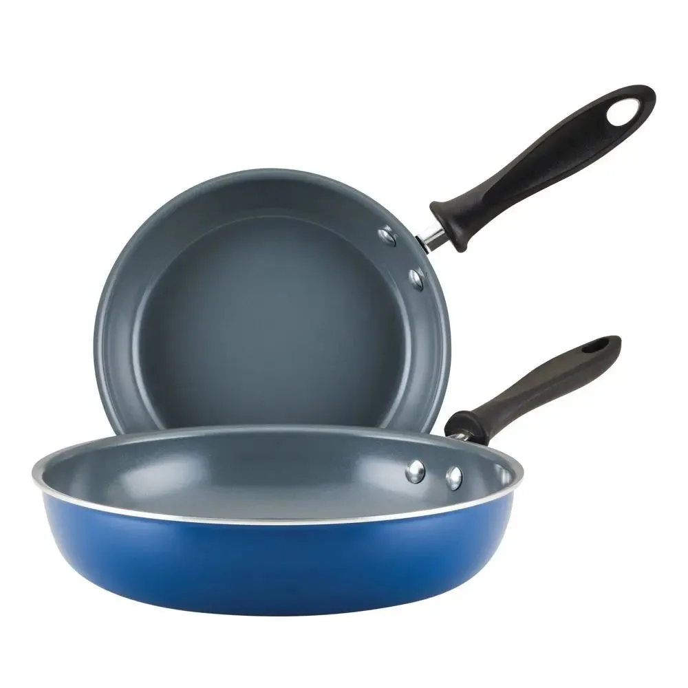 Open Box - Farberware Reliance Pro 9", 11" Nonstick Ceramic Twin Pack Skillets Teal/Gray