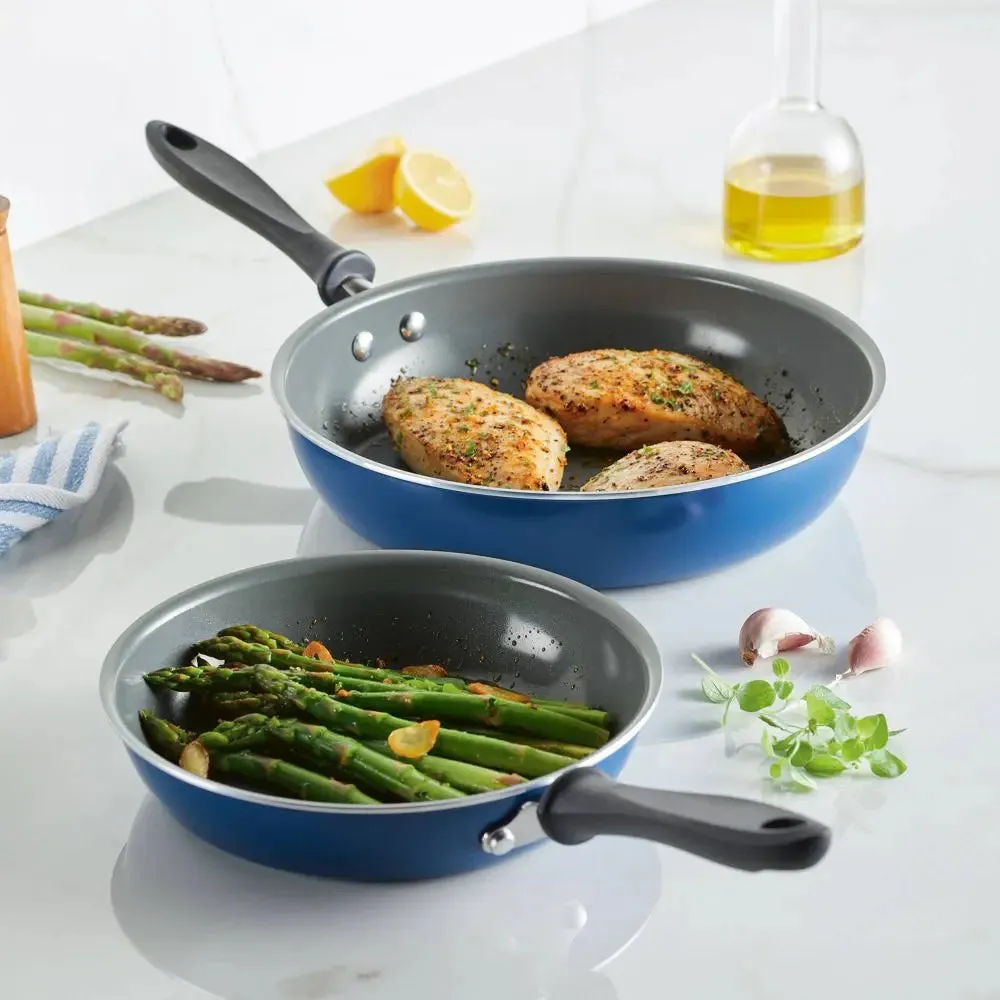 Open Box - Farberware Reliance Pro 9", 11" Nonstick Ceramic Twin Pack Skillets Teal/Gray