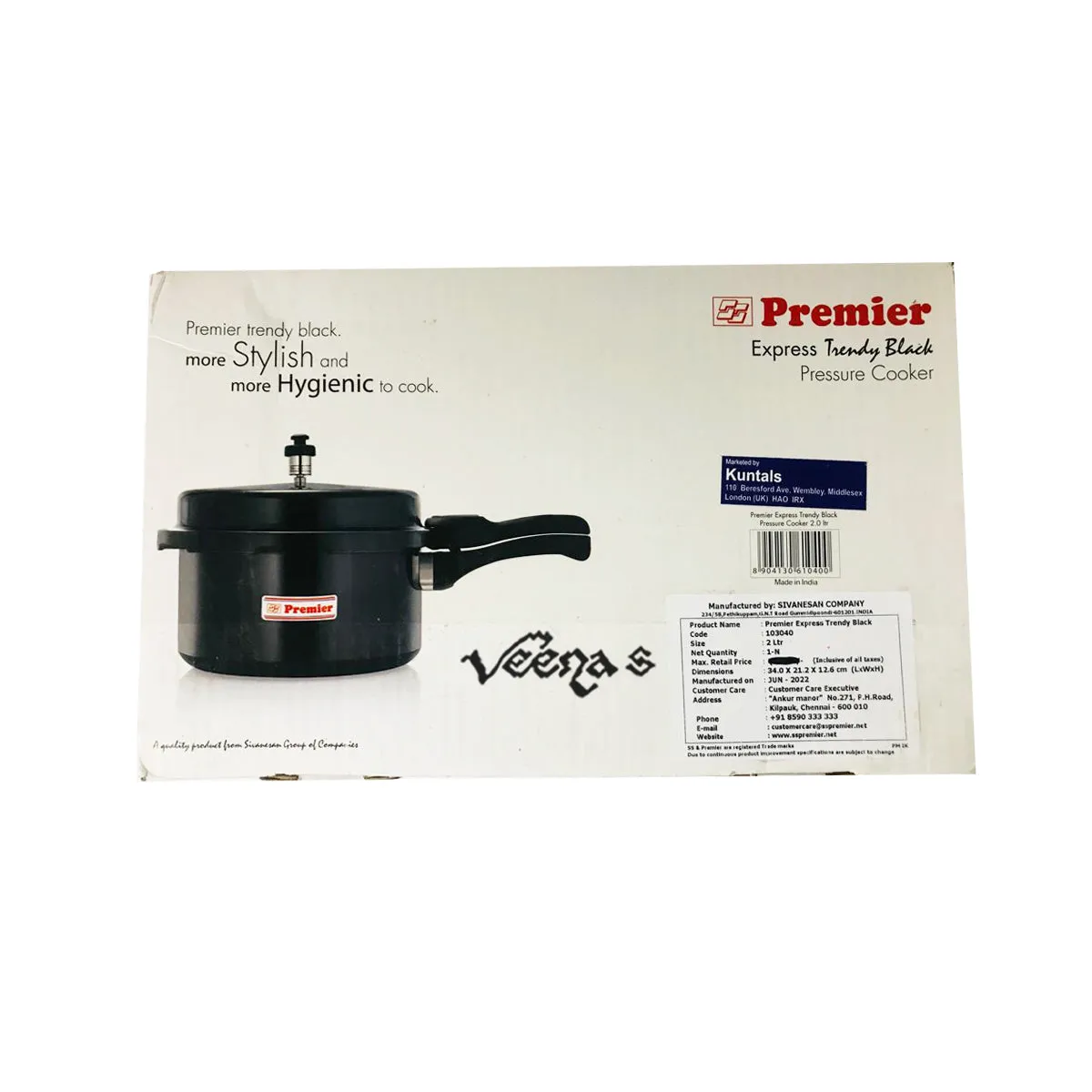 Premier Express Trendy Black Pressure Cooker 2L