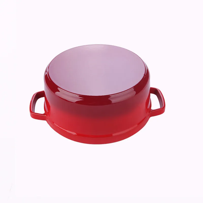 Round Enamel Coated Cast Iron Pot Red 22cm