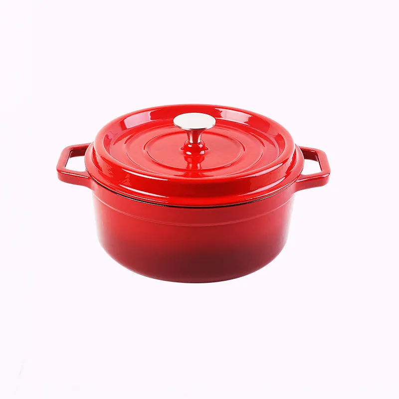 Round Enamel Coated Cast Iron Pot Red 22cm