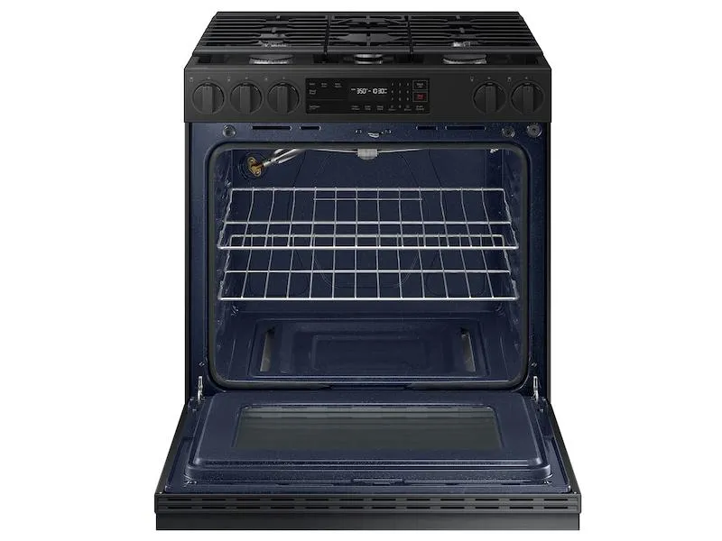 Samsung NSG6DG8100MT Bespoke 6.0 cu. ft. Smart Slide-In Gas Range with Precision Knobs in Matte Black Steel