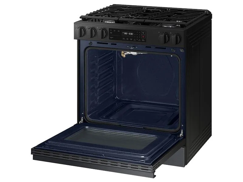 Samsung NSG6DG8100MT Bespoke 6.0 cu. ft. Smart Slide-In Gas Range with Precision Knobs in Matte Black Steel