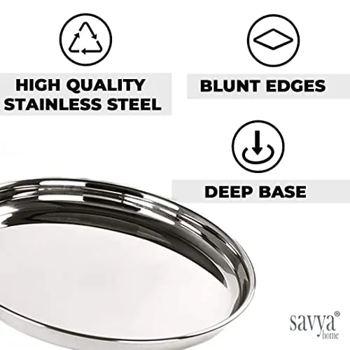 SAVYA HOME®Triply Tope with SS Lid (20cm)- 3.0 L & 4 Pcs Big Plate Set combo | Stove & Induction Cookware |Heat Surround Cooking | Triply Stainless Steel cookware with lid