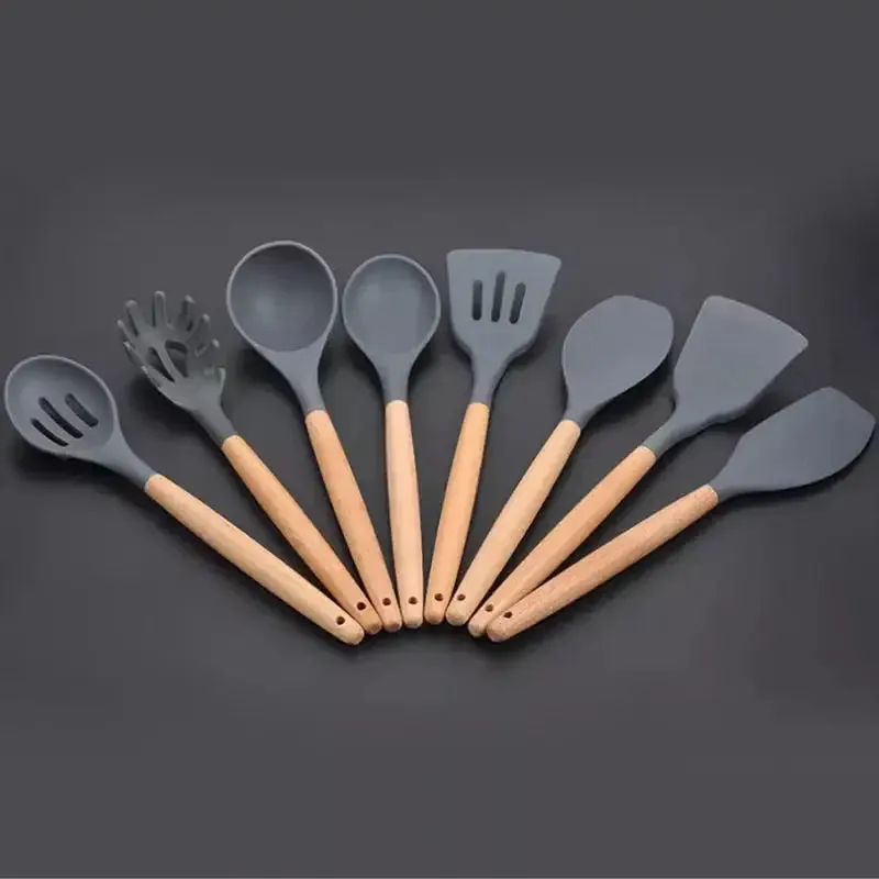 Sharu Bliss Nordic Silicone Kitchen Utensil Set - 12-Piece Heat-Resistant, Non-Stick Cooking Tools