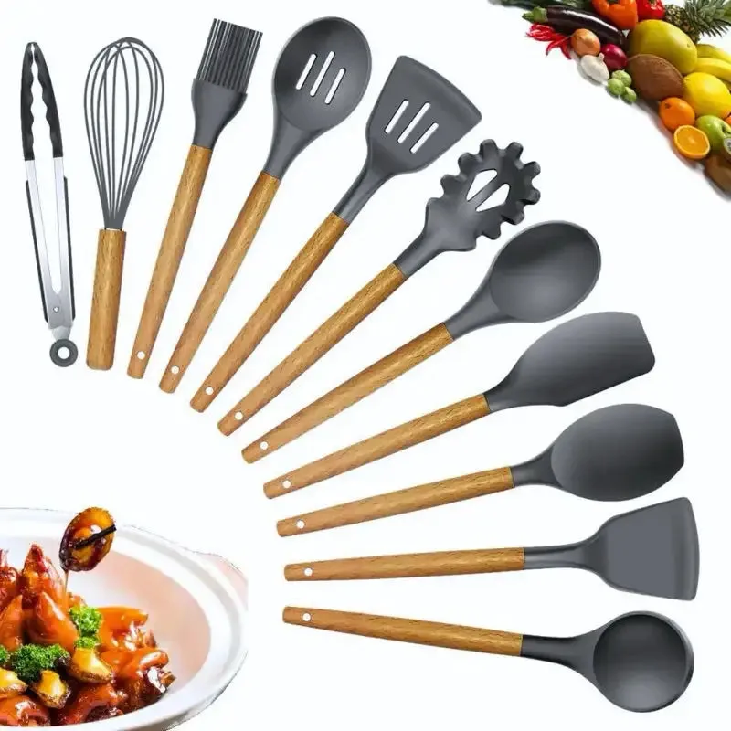 Sharu Bliss Nordic Silicone Kitchen Utensil Set - 12-Piece Heat-Resistant, Non-Stick Cooking Tools