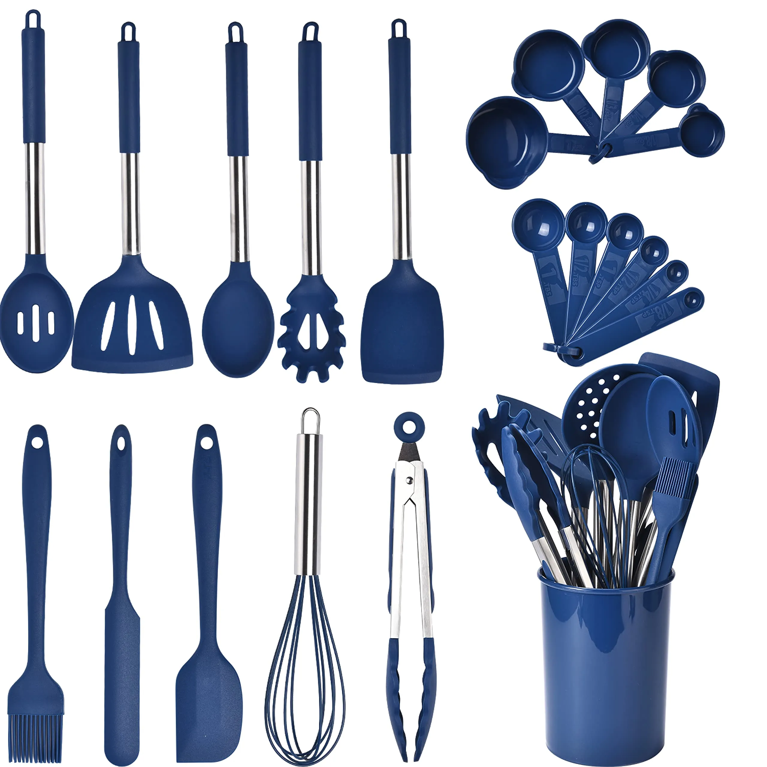 Silicone Cooking Utensils Set - Heat Resistant And Non-Stick Non-Scratch Kitchen