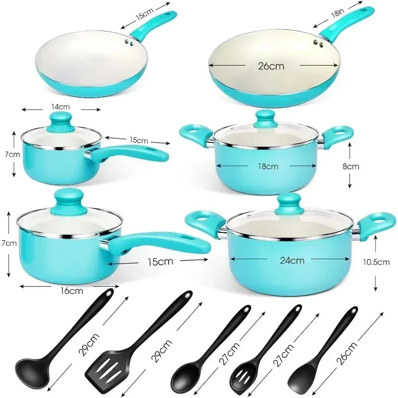 Soft-grip Xtreme Ceramic Non-stick Coating Stainless Steel with Aloy Core Set with Extras for Cooking 16Pcs