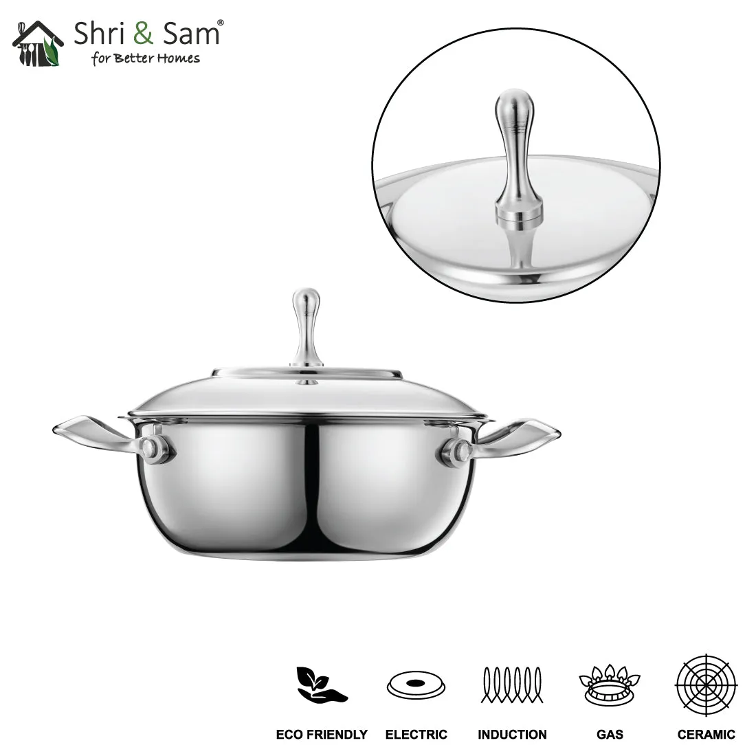 Stainless Steel Multi Kadhai with Lid