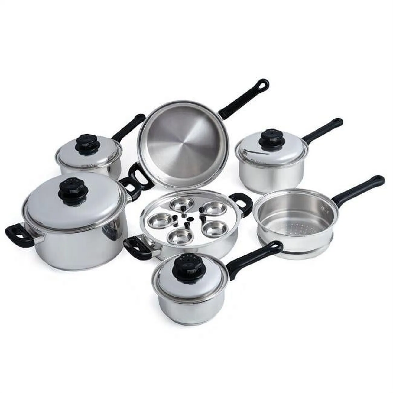 Stainless Steel Steam Control Cookware Set - 17 Piece