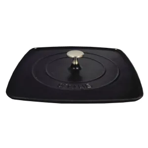 Staub Cast Iron 10.3″ Square Grill Press - Matte Black (Fits 12″ Grill Pan)