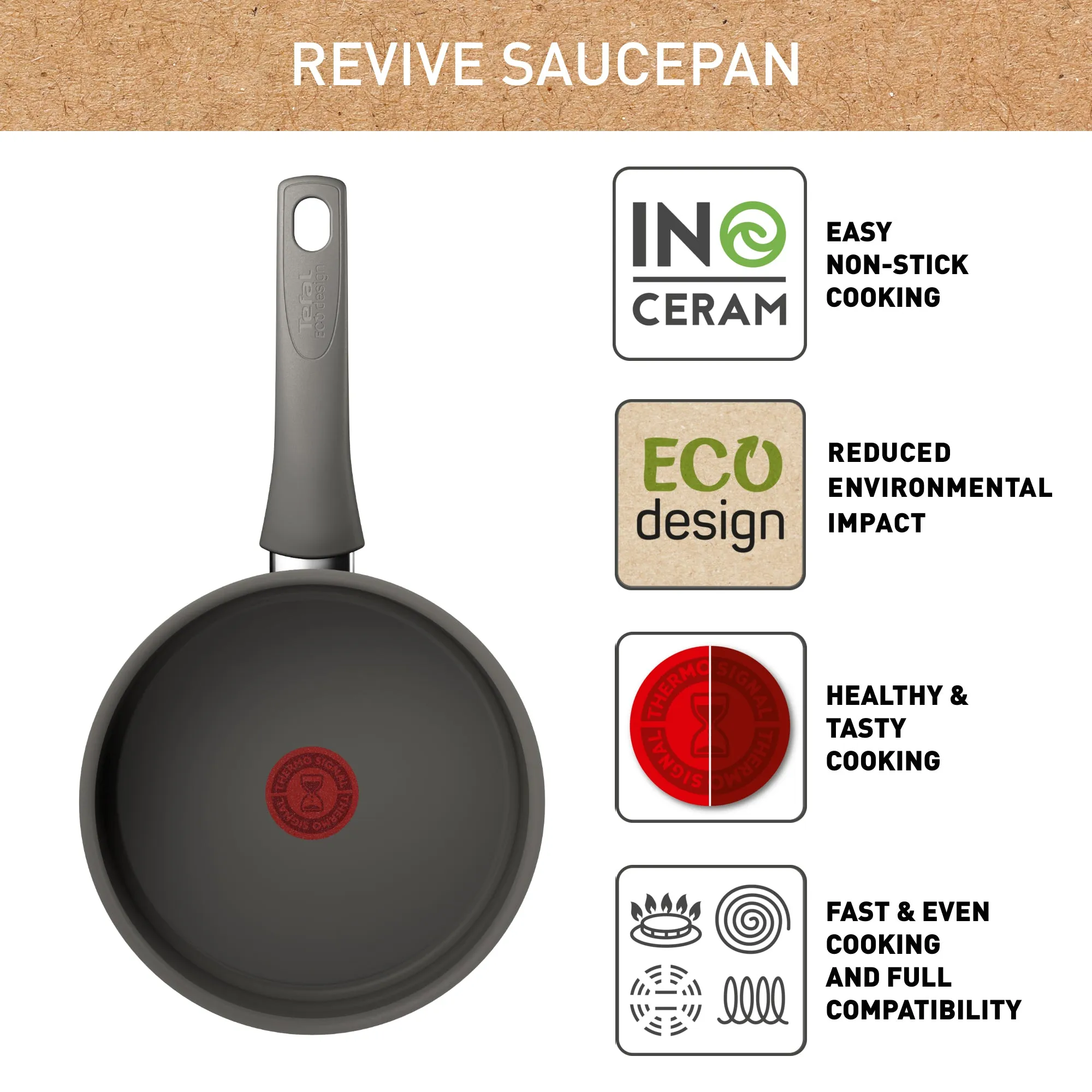 Tefal Revive Ceramic Induction Non-Stick Saucepan 18cm