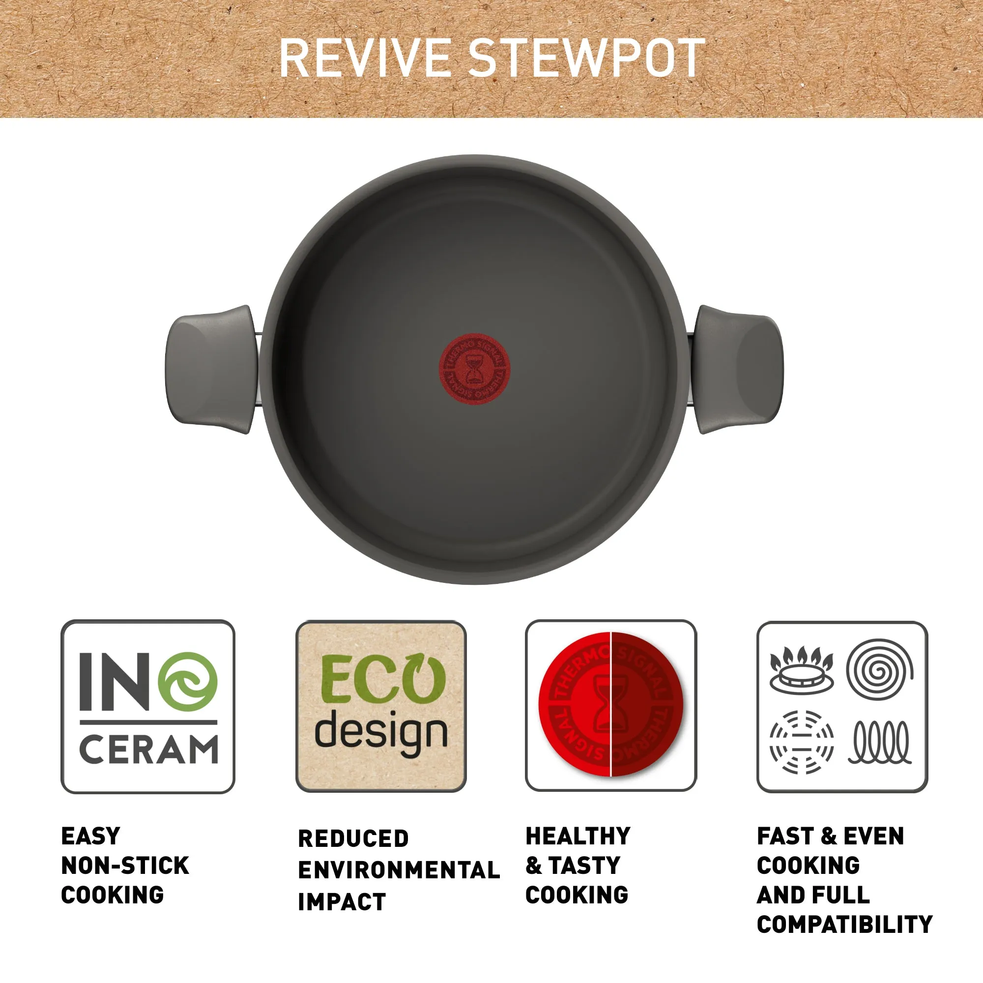 Tefal Revive Ceramic Induction Non-Stick Stewpot   Lid 24cm