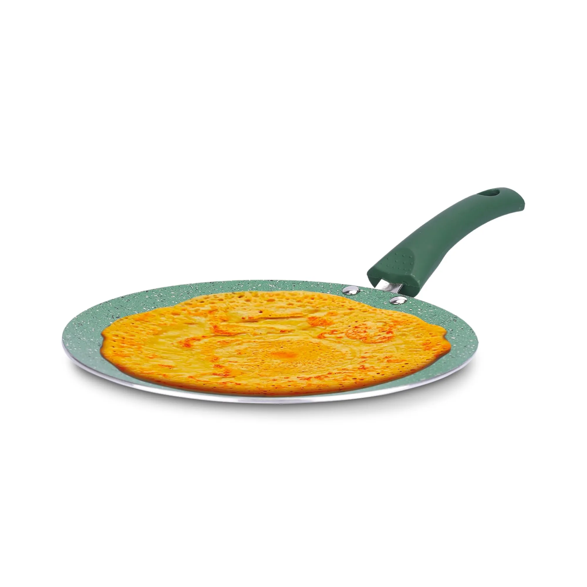 The Better Home Harmony Series Non Stick Roti Tawa with Riveted Handle | 25 cm Diameter | High Grade Aluminium | Scratch Resistant Surface | Roti Nonstick Dosa Tawa Non Stick Pan | Green