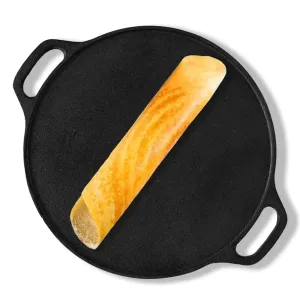 The Indus Valley Pre-Seasoned Cast Iron Tawa for Dosa/Chapathi | 30.2cm/11.8 inch, 2.4kg | Induction Friendly | Nonstick, Pre-Seasoned Tawa, 100% Pure & Toxin-Free, No Chemical Coating, Black