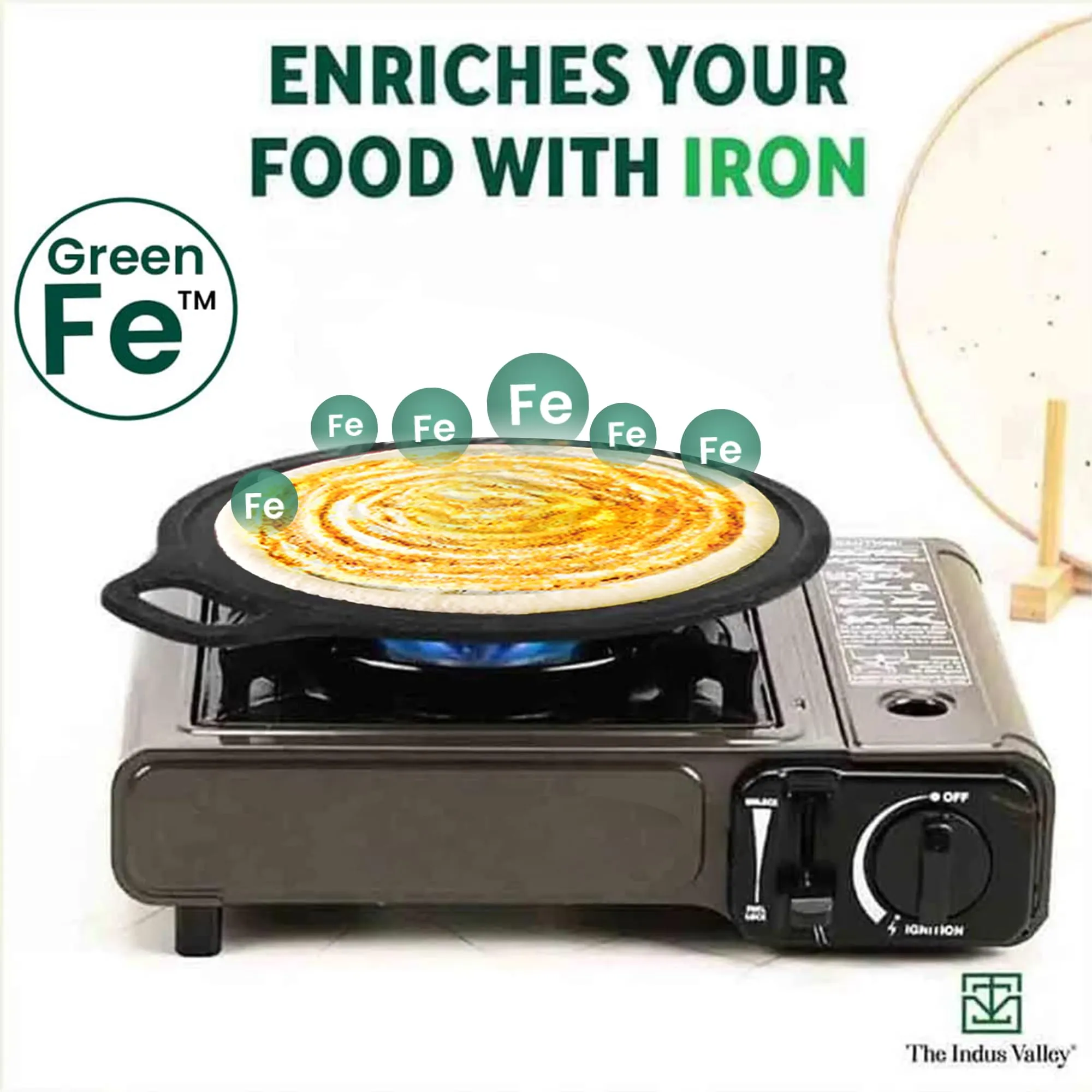 The Indus Valley Super Smooth Cast Iron Tawa for Dosa/Chapathi   Free Spatula | 30.5cm/12 inch, 3kg | Induction Friendly | Naturally Nonstick, Pre-Seasoned Tawa, 100% Pure & Toxin-Free