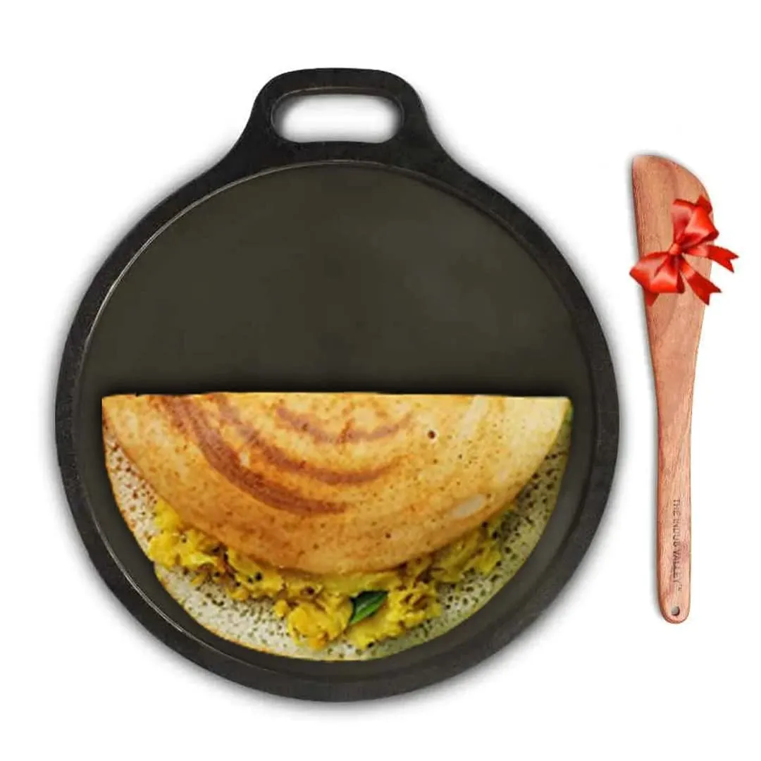 The Indus Valley Super Smooth Cast Iron Tawa for Dosa/Chapathi   Free Spatula | 30.5cm/12 inch, 3kg | Induction Friendly | Naturally Nonstick, Pre-Seasoned Tawa, 100% Pure & Toxin-Free