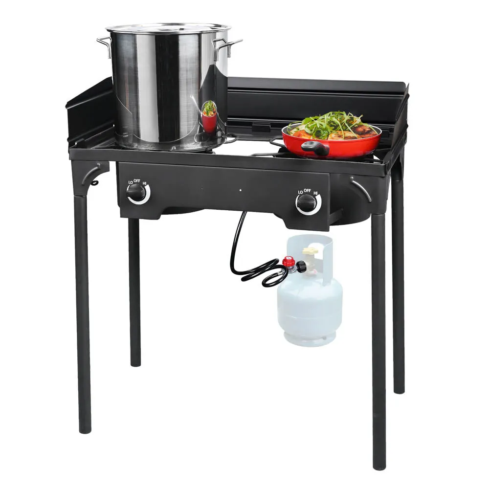 TheLAShop Outdoor Propane Burner with Stand Wind Guard 150,000BTU