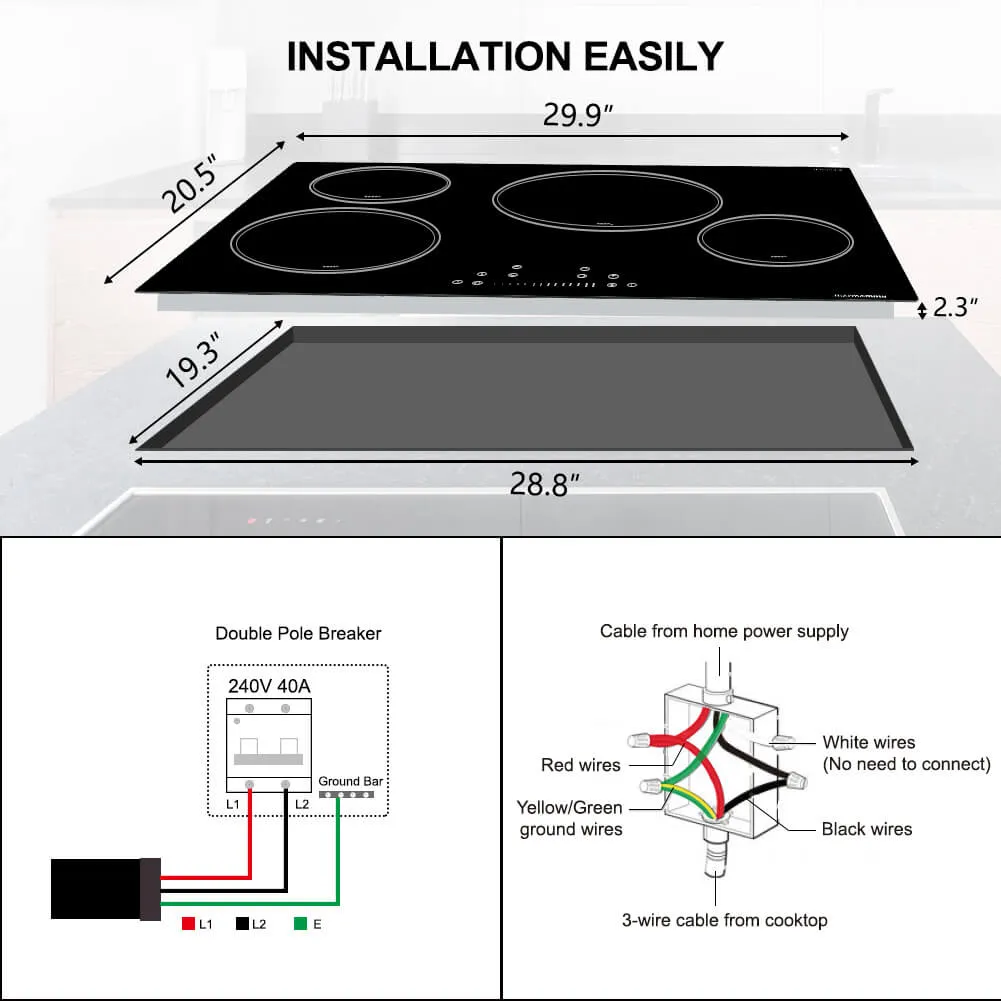 Thermomate 30'' Built-In Induction Cooktop w/ 4 Burners