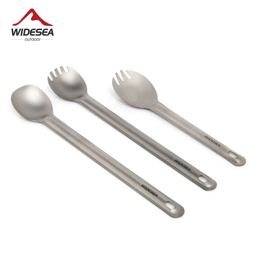 Titanium Spork & Spoon Set: Ultralight Cutlery for Campers | Widesea