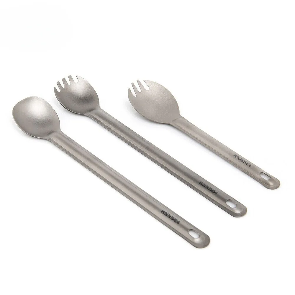 Titanium Spork & Spoon Set: Ultralight Cutlery for Campers | Widesea