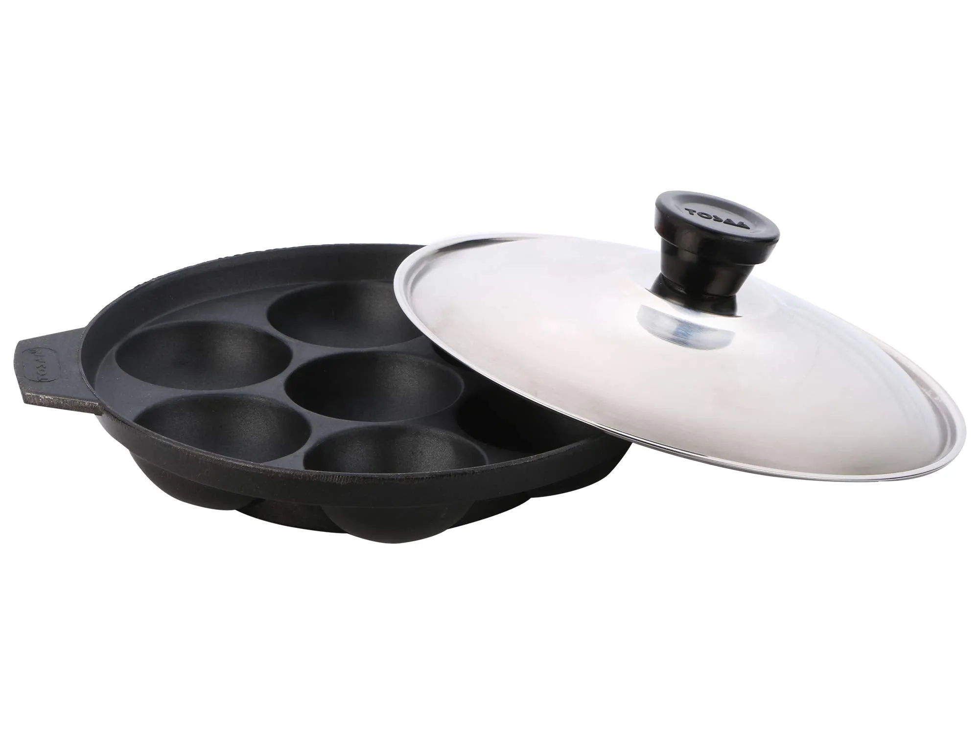 Tosaa Non Stick 7 Cavity Appam Patra with Stainless Steel Lid