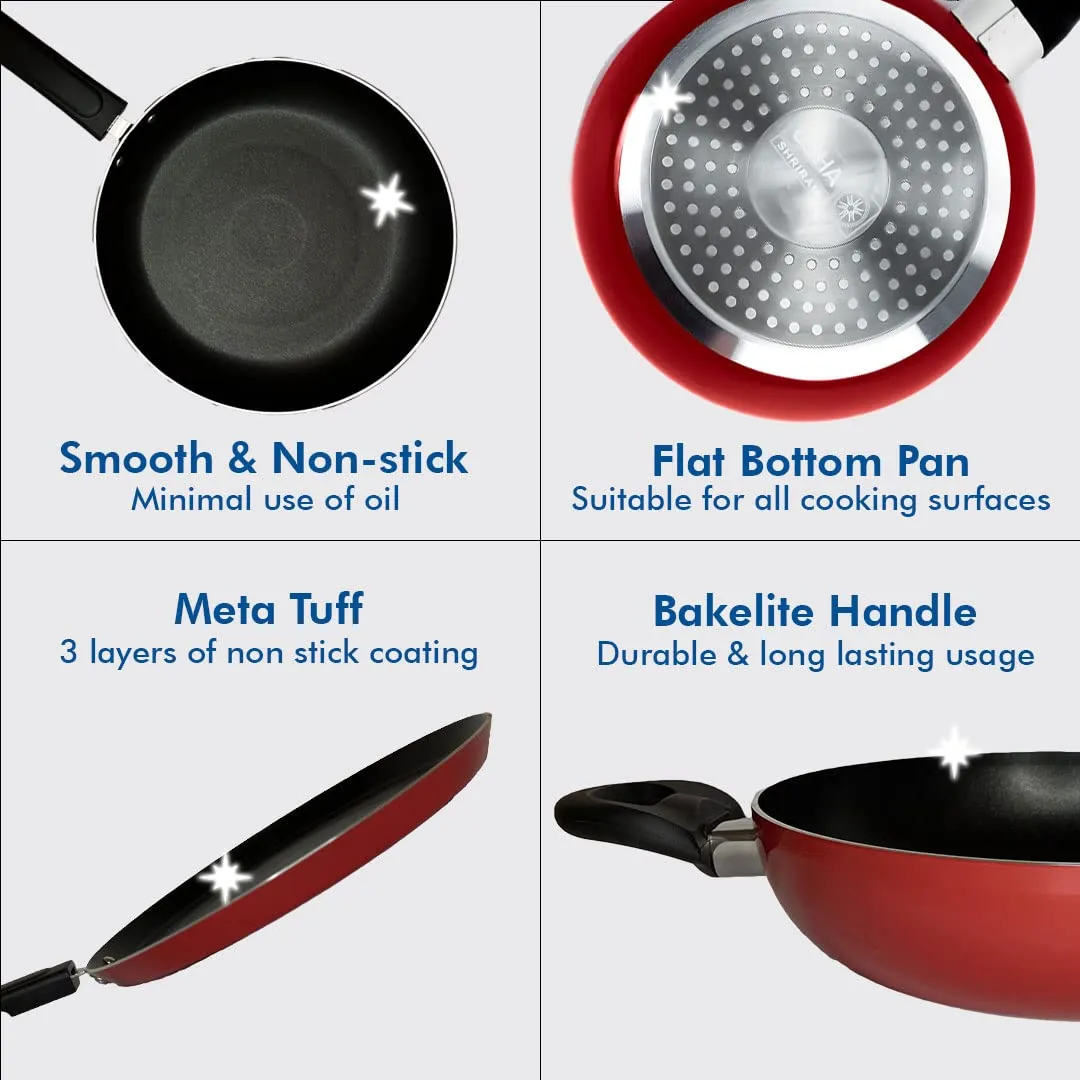 USHA SHRIRAM Silicon Spatula Set for Non-Stick Pans | Heat Resistant, Durable, Cookware Set | BPA Free & Odourless| Non-Stick Utensil Set for Cooking (Spatula Set(5Pcs)   Non Stick Set(Red))