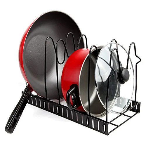 Vdomus Adjustable Pots & Pans Rack Kitchen Cookware Storage Pan Black Metal