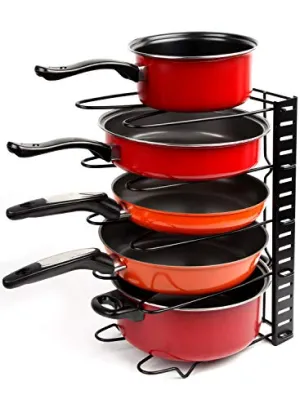 Vdomus Adjustable Pots & Pans Rack Kitchen Cookware Storage Pan Black Metal