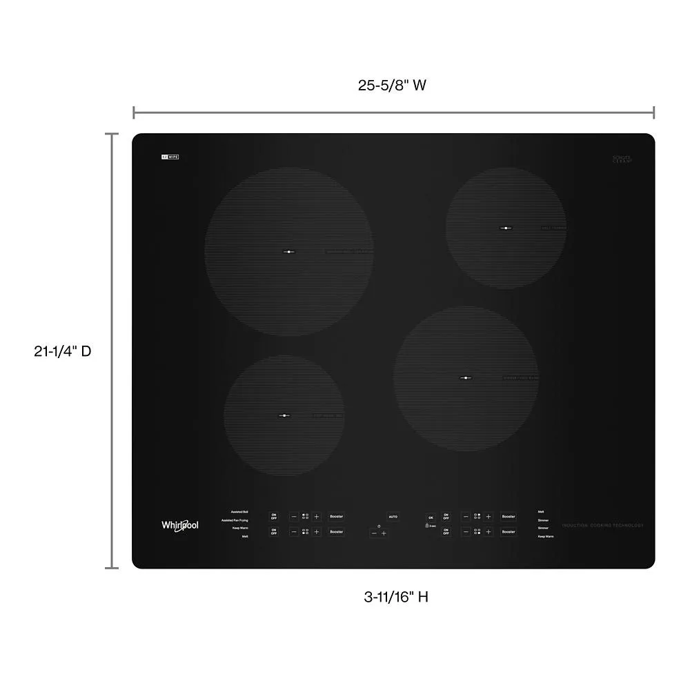 Whirlpool WCI55US4JB 24-Inch Small Space Induction Cooktop